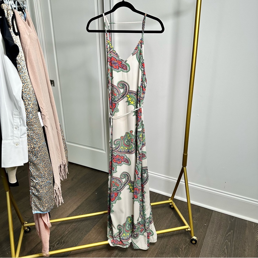 Backless Spaghetti Strap Scarf Print Maxi Dress - Picture 7 of 7